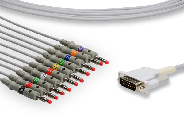 Cables & Sensors Mortara > Burdick Compatible Direct-Connect EKG Cable - 60-00283-01