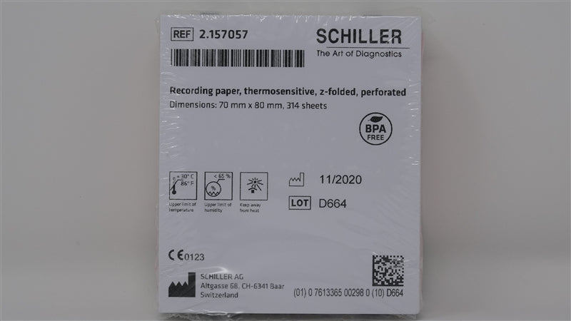 Schiller Case of Recording Paper for AT-101, 25 Packs Per Case, Thermal Z-Folded