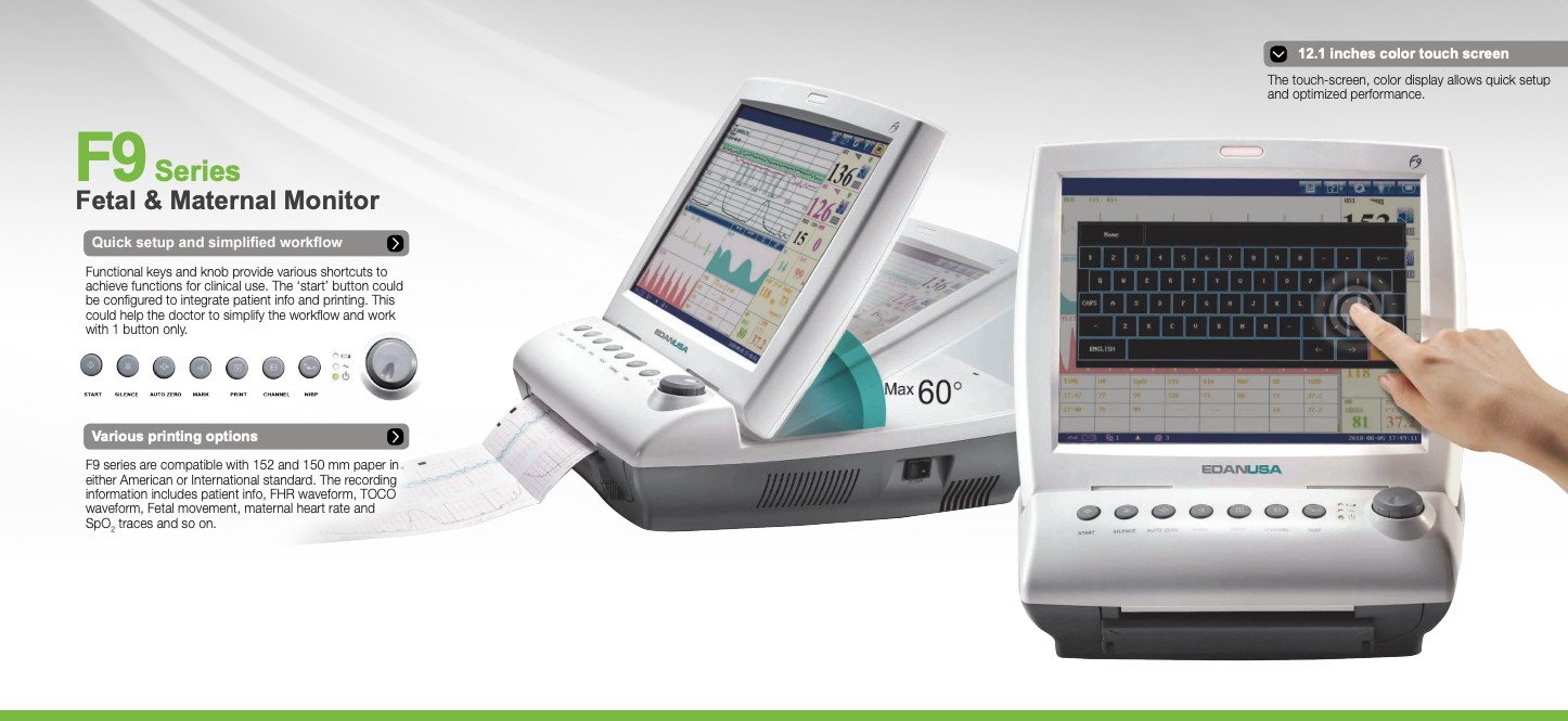 EdanUSA F9 Express Fetal & Maternal Monitor with DECG/IUP