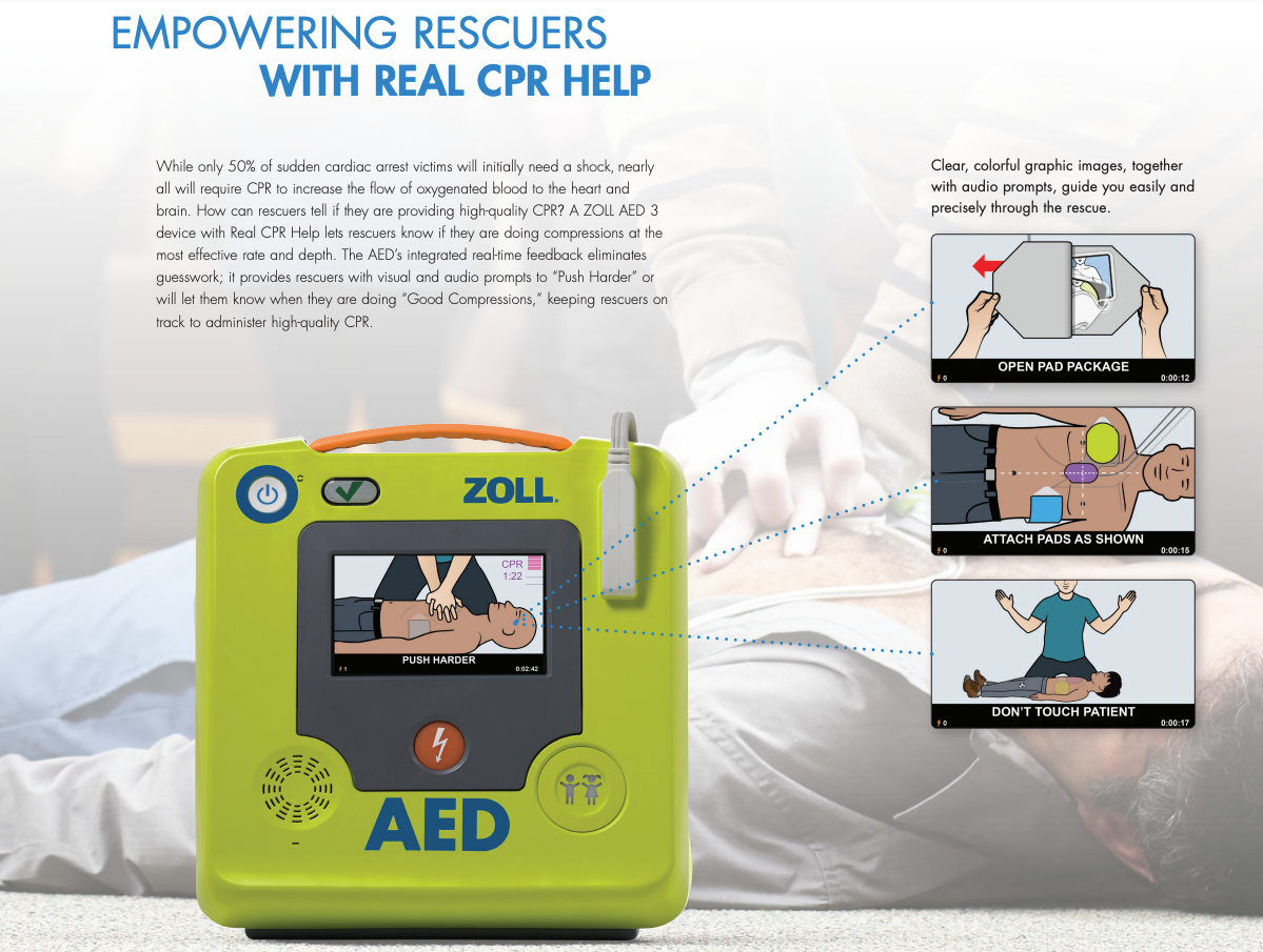 ZOLL AED 3 Semi-Automatic Package 8511-001101-01 | Advanced CPR Feedback & User-Friendly Design