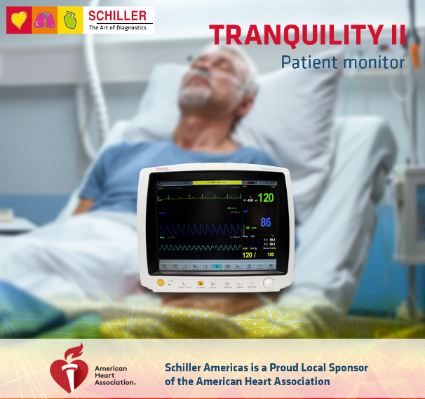 Schiller Tranquility II 12.1 inch Touchscreen Multiparameter Patient Monitor with ISA Side Stream Analyzer, CO2, O2, N2O, 5AA, AA ID, Built-In Printer - 0-750000ETP-401