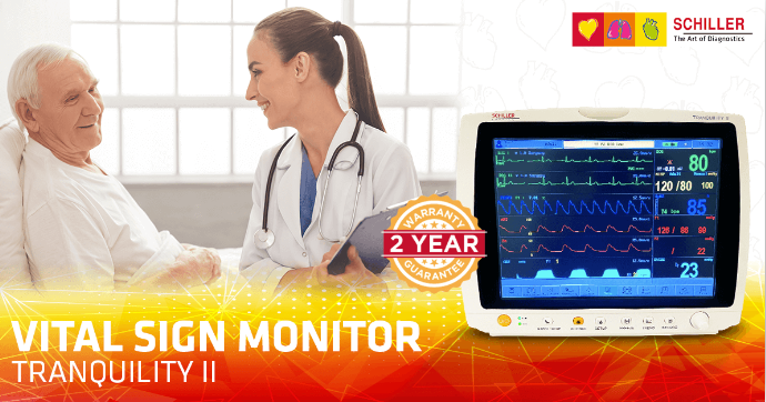 Schiller Tranquility II 12.1" Touchscreen Multiparameter Patient Monitor with ETCO2 ISA Side Stream Analyzer, CO2, N2O, 5AA, AA ID (0-750000ET-601)