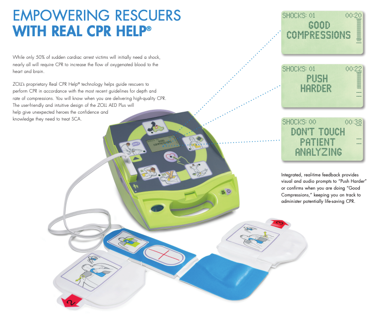 Zoll AED Plus® Defibrillator with Professional Cover, CPR-D Padz, Sleeve of Batteries, & LCD Screen