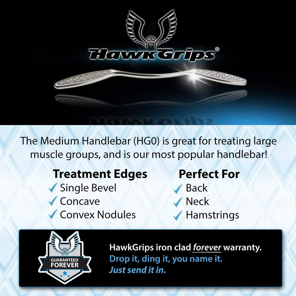 HawkGrips HG2 Medium Handlebar | Effective IASTM Tool for Precise Treatments