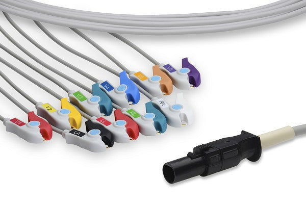 Cables & Sensors Mortara > Quinton Compatible Direct-Connect EKG Cable - 60-00180-01 (11ft)