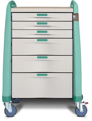 Standard Cart, 43 H X 24" D X 31" W Extreme Green Keyless Lock (3) 3" Drawers	(2) 6" Drawers and (1) 10" Drawers