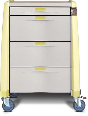 Standard Cart, 43 H X 24" D X 31" W Extreme Yellow No Lock (1) 3" Drawer (3) 10" Drawer