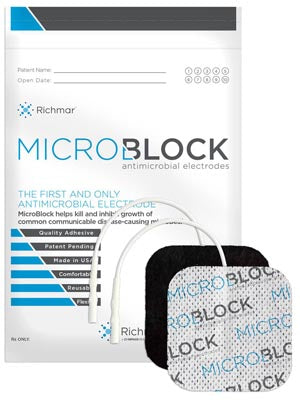 MicroBlock Antimicrobial Electrodes, 3” x 5 White Cloth. 2/pk