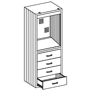 Equipment and Supplies Cabinet 24 1/8W x 60"H x 18"D Console Cabinet Sloped Writing Surface White Porcelain Drawers