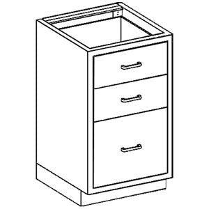 Base Cabinet 24 1/8W x 32 3/4"H x 22"D 1/4-1/2 47" Drawers Over 1/2-1/2 47"