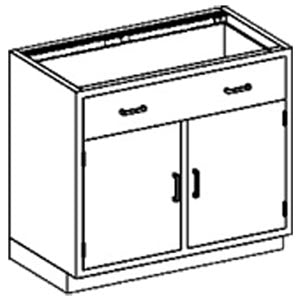 Base Cabinet 35W x 35 3/4"H x 22"D Stainless Steel Adjustable Shelf 1/4-1/2 Drawer 35" Over  Hinged Doors