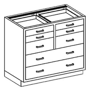 Base Cabinet 35W x 35 3/4"H x 22"D  1/8-1/2 Drawers 35" Over