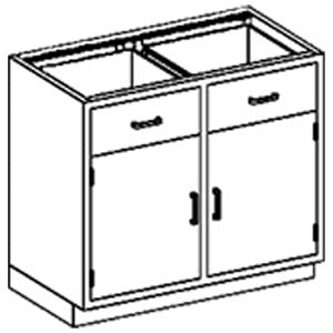 Base Cabinet 35W x 35 3/4"H x 22"D Stainless Steel Adjustable Shelf  1/4-1/2 Drawer 35" Over Hinged Doors  1/4-1/2 Drawers 35" Over Hinged Doors