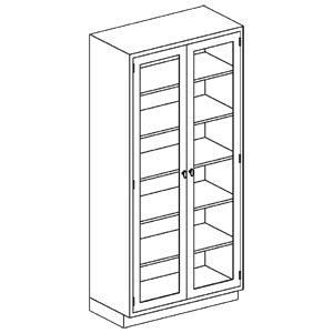 High Cabinet 35W x 84"H x 18"D Stainless Steel Adjustable Shelves Stainless Steel Adjustable Shelves Hinge Glass Door